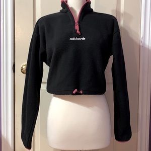 NEVER WORN adidas fleece cropped sweater XS - black & pink